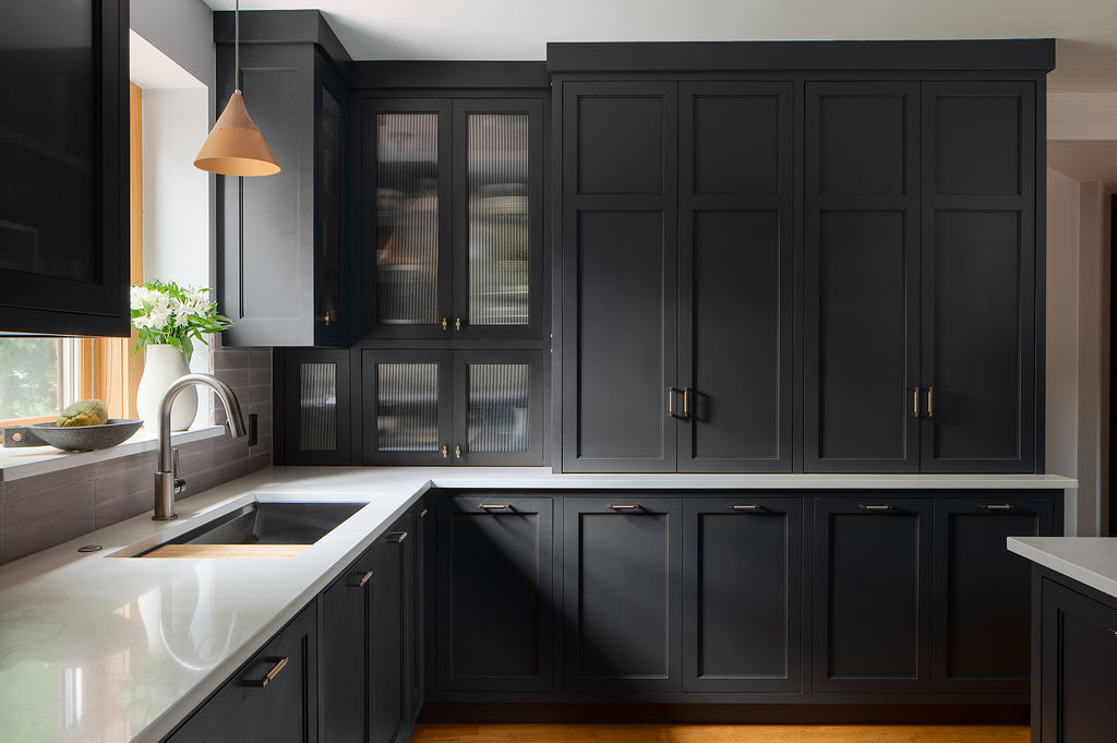 Charcoal kitchen cabinets floor to ceiling corner