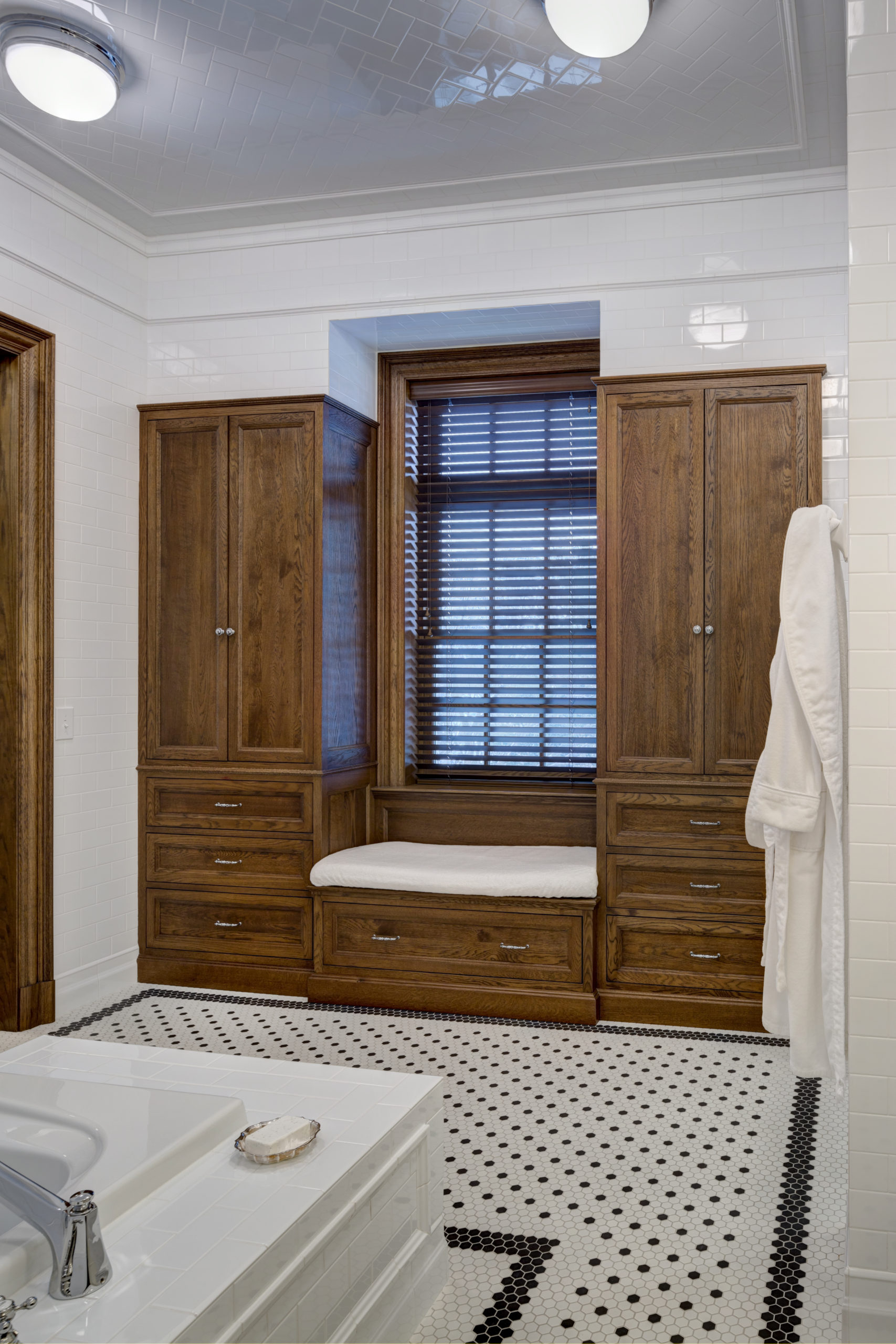 Bathroom closets with window bench seat